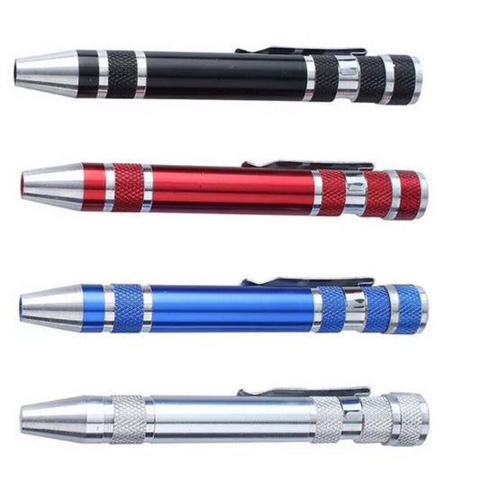 8 in 1 Screwdriver Pen RED Alloy Screw Screwdriver Repair Multifunction Tools