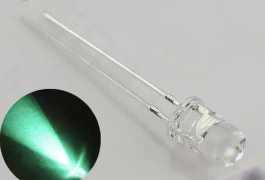 100PCS 5mm Cyan LEDS Light Emitting Diode 500nm Led Diode Round Head, With Skirt