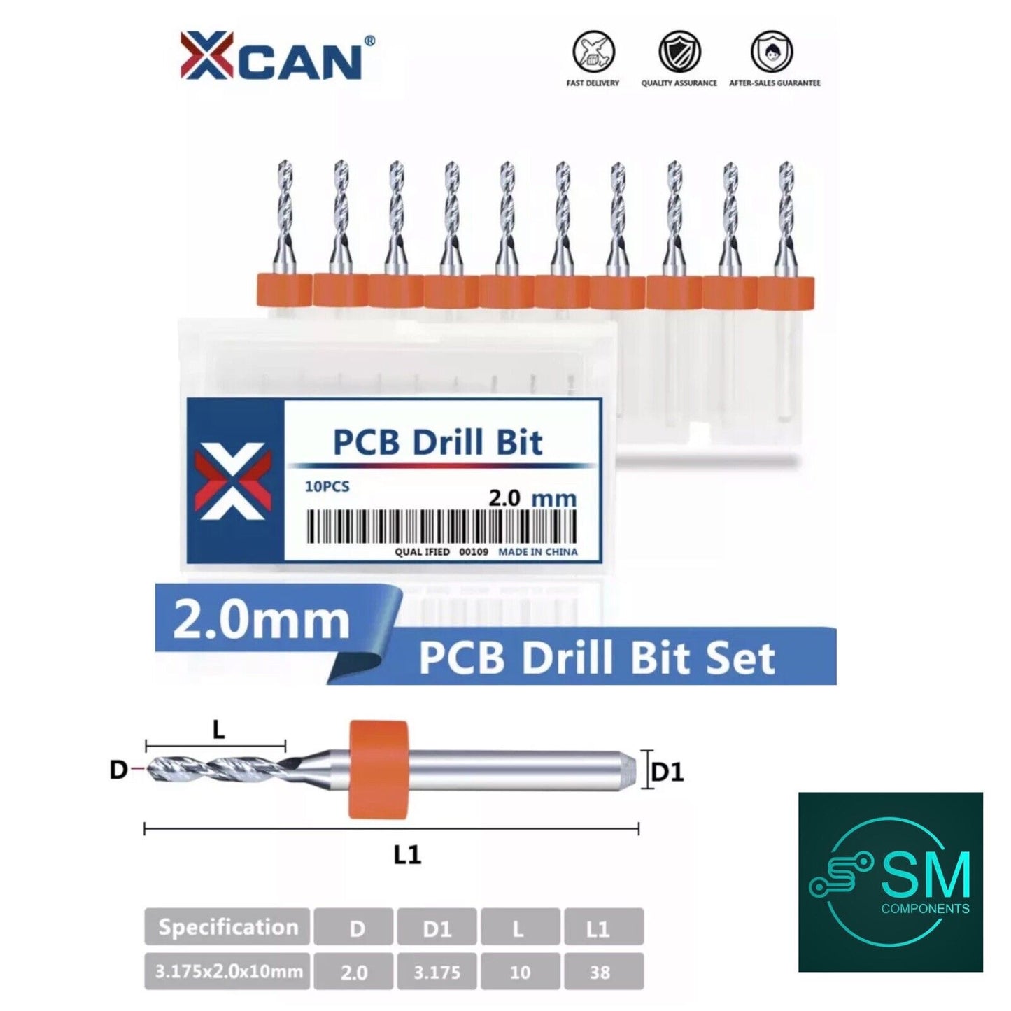 10Pcs 2.0mm PCB Print Circuit Board Tungsten Carbide Mini Micro Drill Bit Set