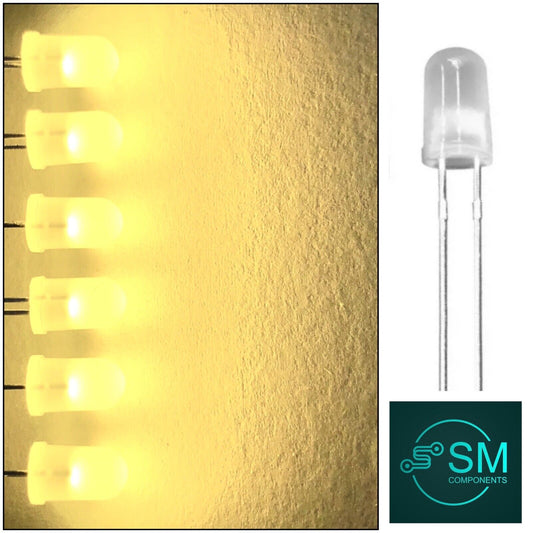 100pcs 5mm Warm White Diffused Round Top LED Diodes Light Emitting Diodes 3200K