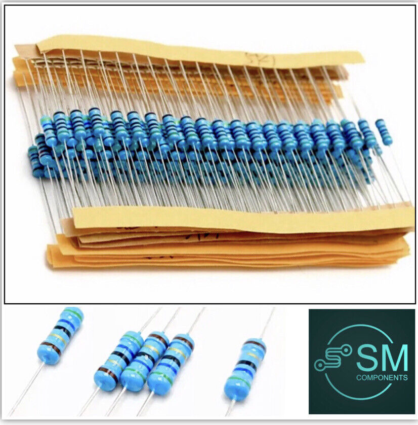 100PCS 47 Ohm 1/4W- 0.25W 1% Metal Film DIP Resistor - Pack of 100