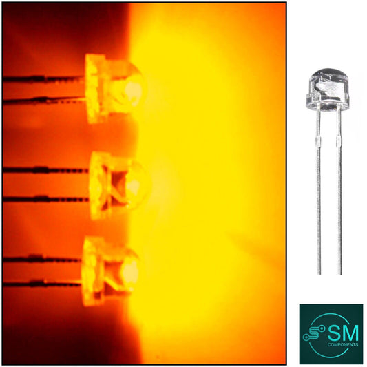 5mm Orange Straw Hat Led Diode 100pcs Round Head LED Clear Top 605-610nm