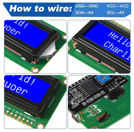 1602 16X2 LCD Display IIC/I2C/TWI/SPI SR Interface Arduino Raspberry PI ESP32