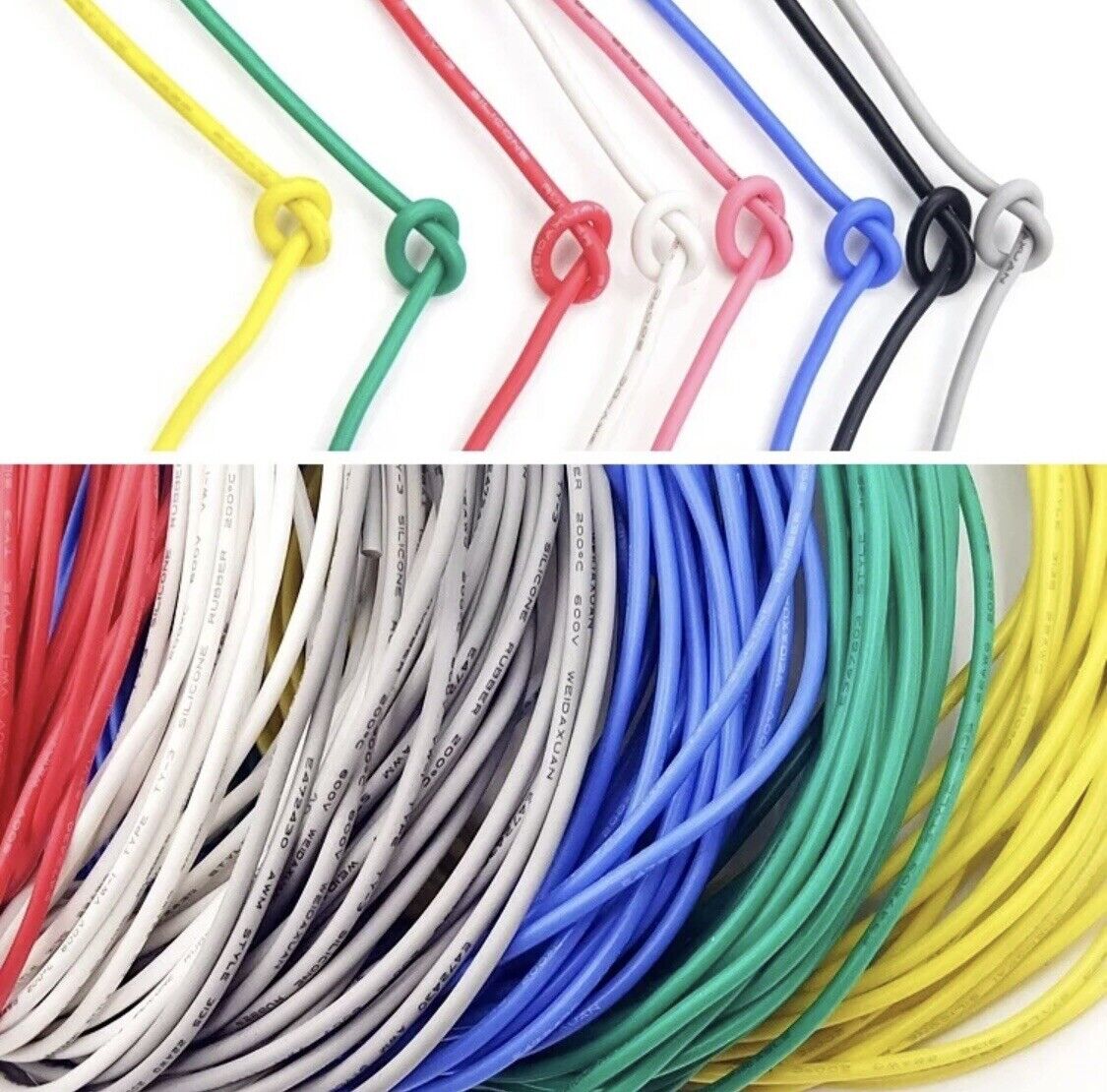 22 AWG Flexible Silicone Copper Wire 100PCS Cable 6 Colours 12” 300mm 30mtrs