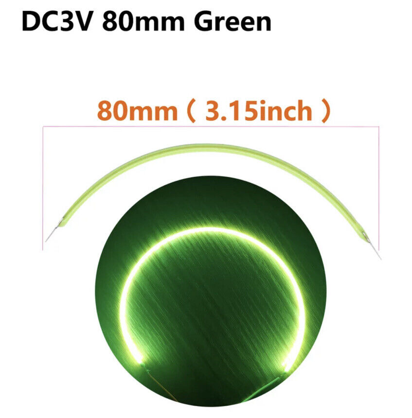 5PCS DC3V 80mm GREEN 530nm Super Flexible Silicone Filament Lamp LED DIY