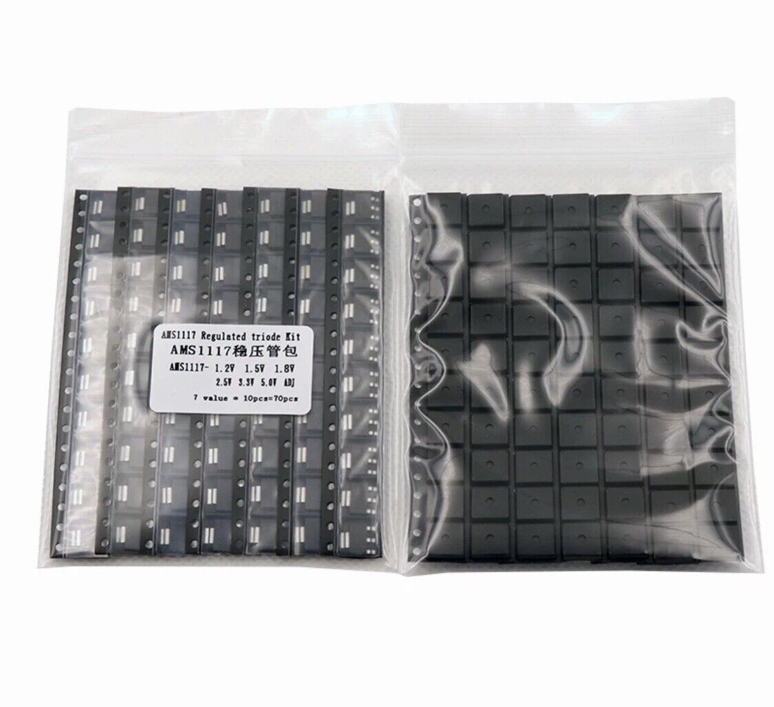 70pcs 7 Value Kit AMS1117-1.2 -1.5-1.8 -3.3 -2.5 -5.0, Adjustable SOT-23 Package