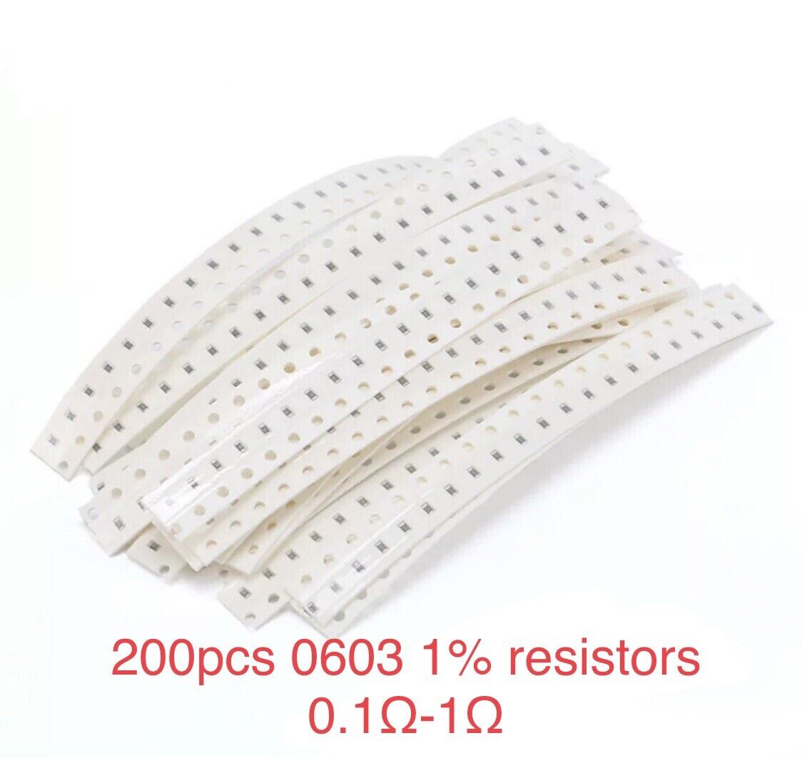 200PCS 0603 SMD Precision Resistor Kit 10 Value Kit 0.1Ω - 1Ω +_1% DIY Repairs