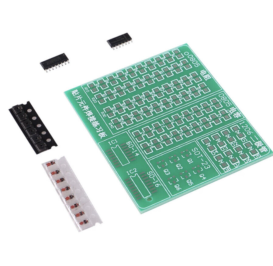 SMD/SMT PCB Component Soldering Practice Board Plate DIY Diode, Resistor, 2 Kits