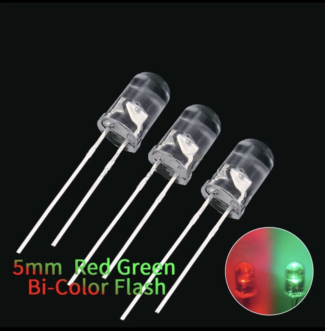 5MM Led Flashing Red Green 1.0Hz Diode Round 100pcs F5 Diodes Red-Green Flashing