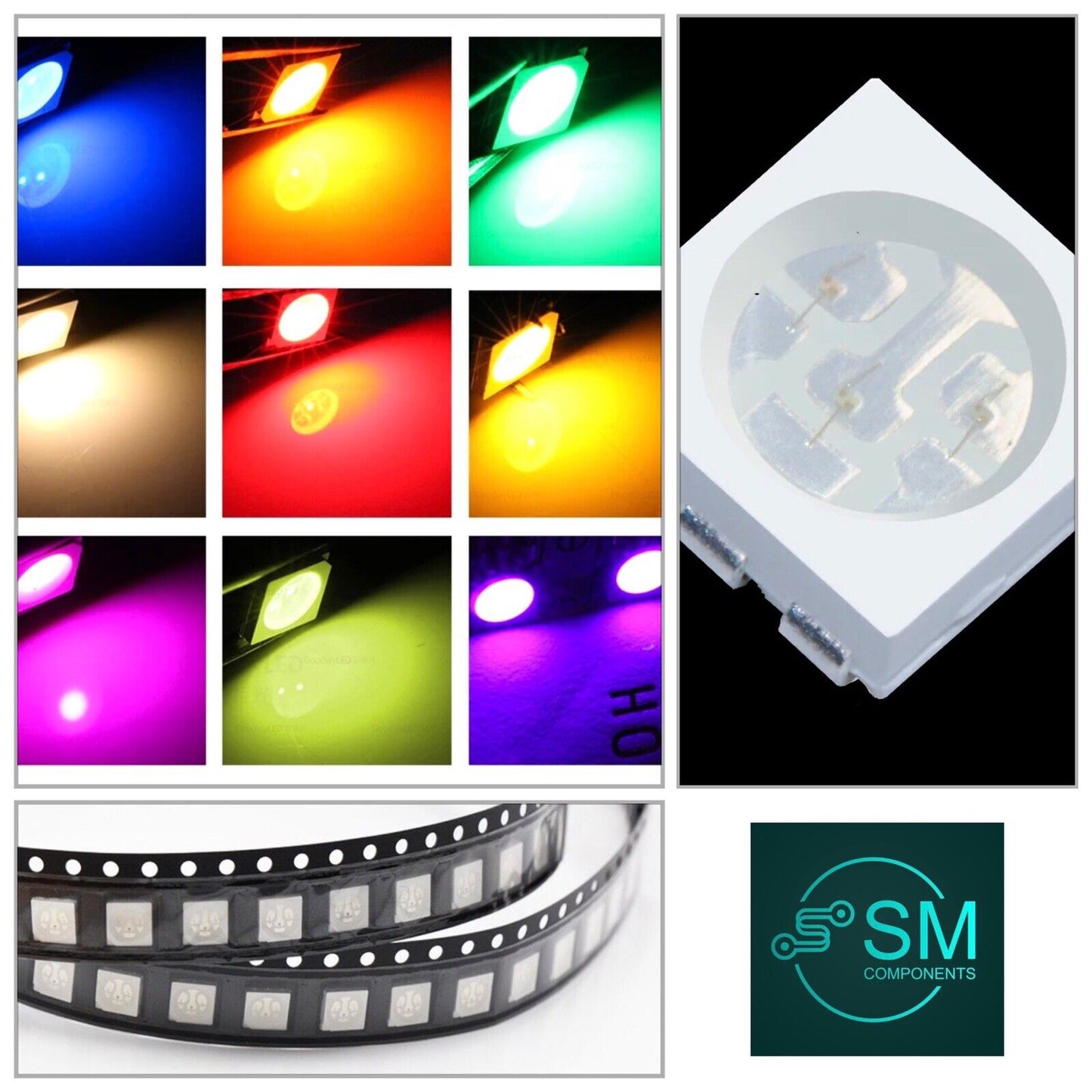 100Pcs 5050 LED SMD Surface Mount Device LED Chip Light Emitting Diode All Color