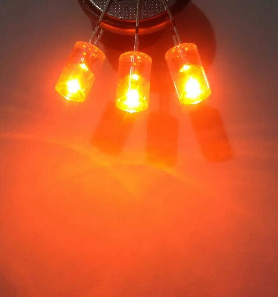 5mm Orange Led Light Emitting Diode Flat Top Concave Clear Top 100pcs 605-610nm