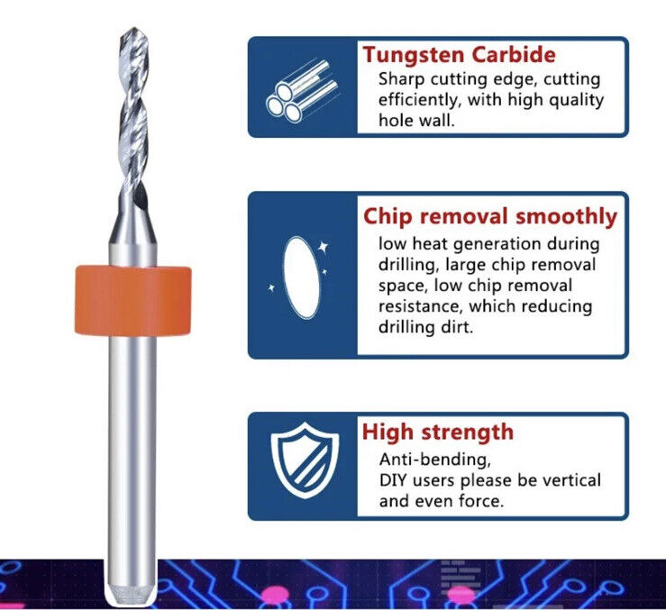 10Pcs 2.8mm PCB Print Circuit Board Tungsten Carbide Mini Micro Drill Bit Set