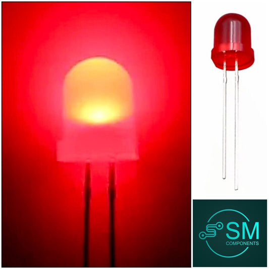 50pcs 8mm F8 RED Diffused LED Light Emitting Diode Super Bright LED 620nm