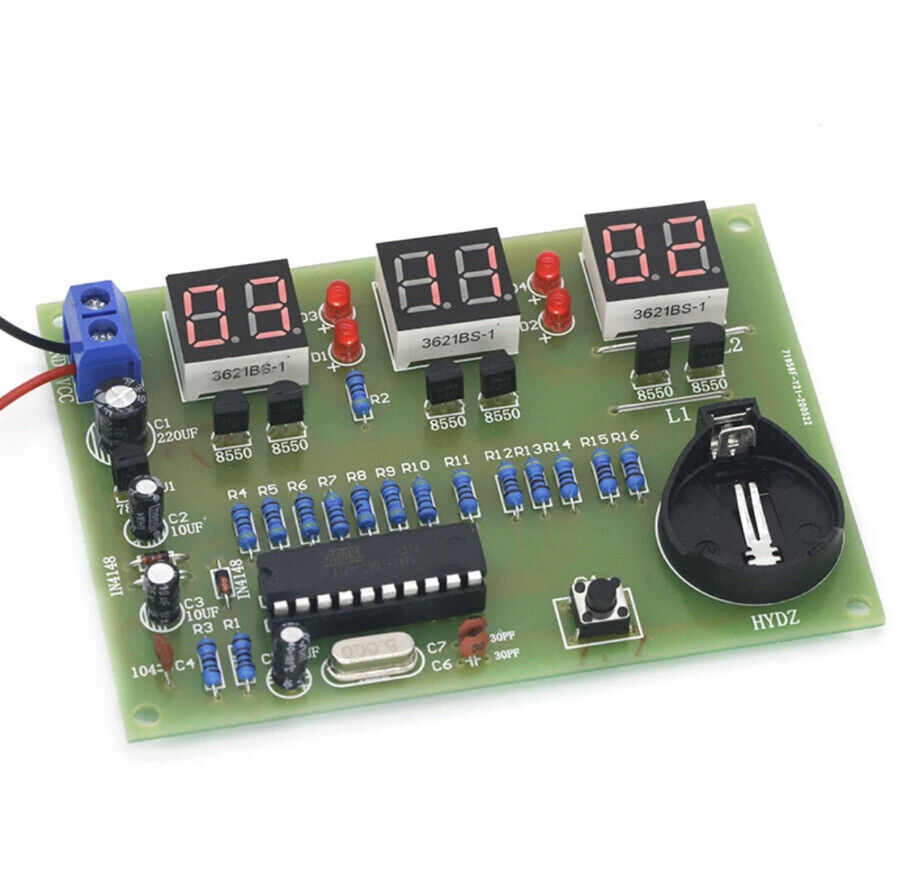 DIY Kit Electronic Digital Clock AT89C2051  Tube LED Display Beginners Training