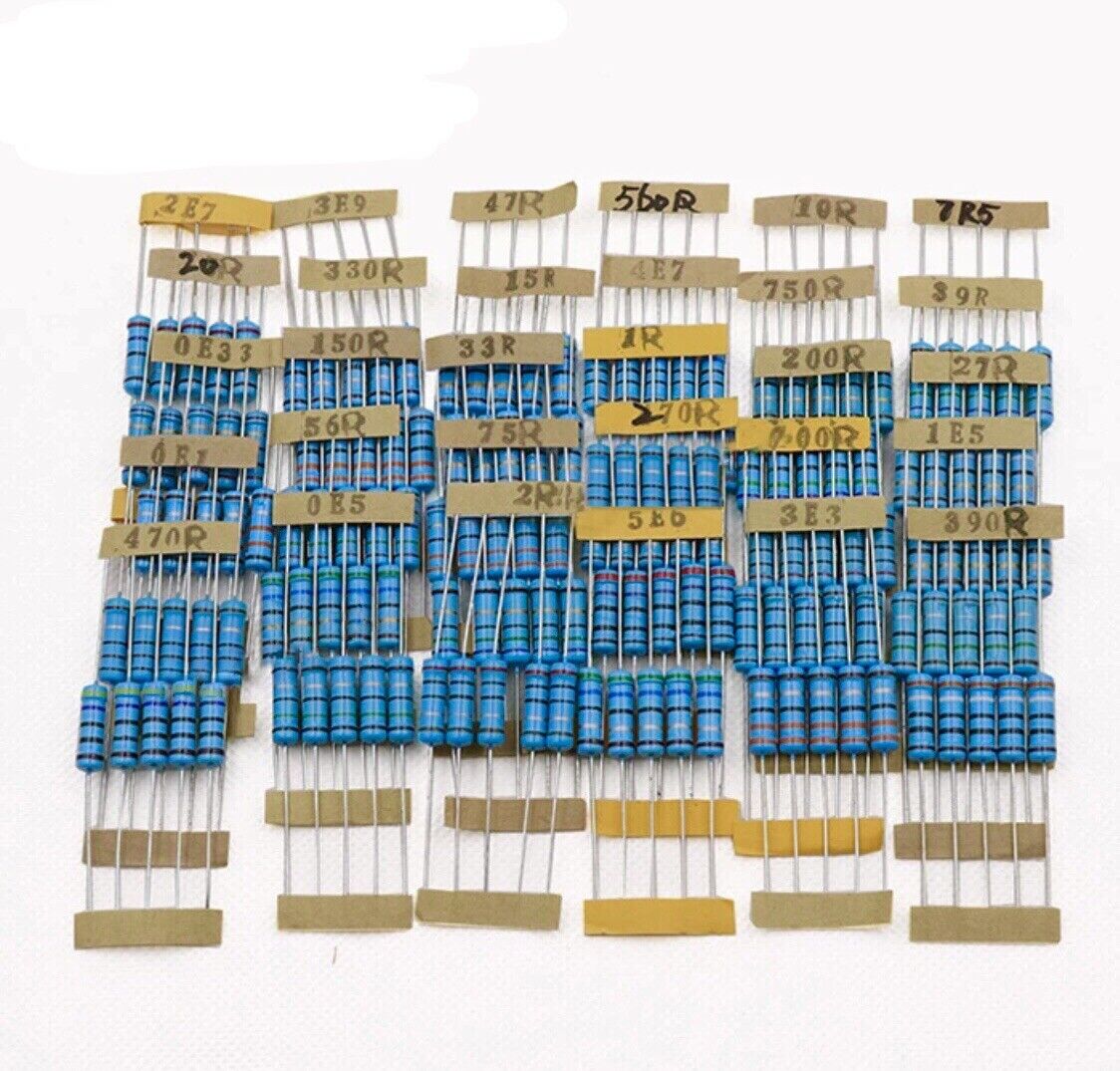 150pcs 2W 2 Watt Metal Oxide Film Resistor Axial Leads 0.1Ω - 750Ω 30 Values 1%+