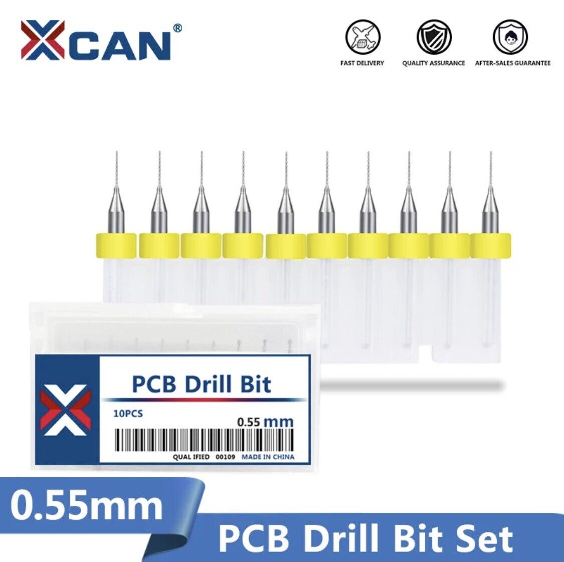 10Pcs 0.55mm PCB Print Circuit Board Carbide Mini Micro Drill Bit Set