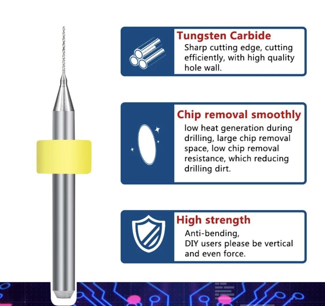 10Pcs 0.55mm PCB Print Circuit Board Carbide Mini Micro Drill Bit Set