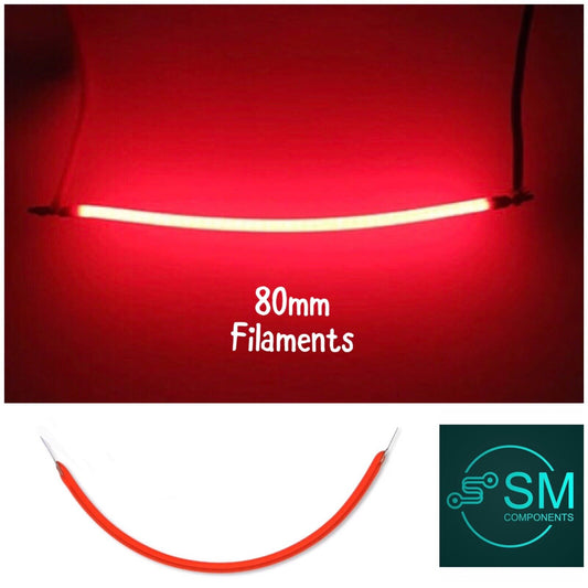 5PCS DC3V 80mm RED 620nm Super Flexible Silicone Filament Lamp LED DIY