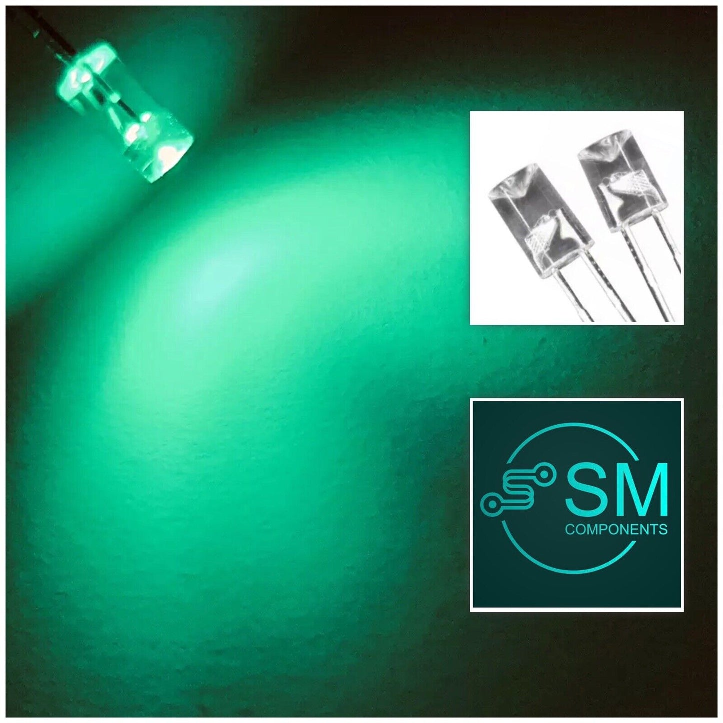 3mm LED Concave GREEN Led Light Emitting Diode 100pcs Flat Top Concave 515nm