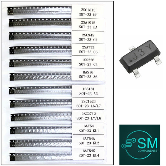 300PCS SOT-23 SMD/SMT Transistor Sample Kit 12 Values X 25pcs Including SMD PgB