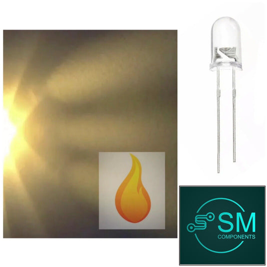 5mm 100PCS Warm White 2400-2600K LED Flicker Flame Candle Light Emitting Diodes