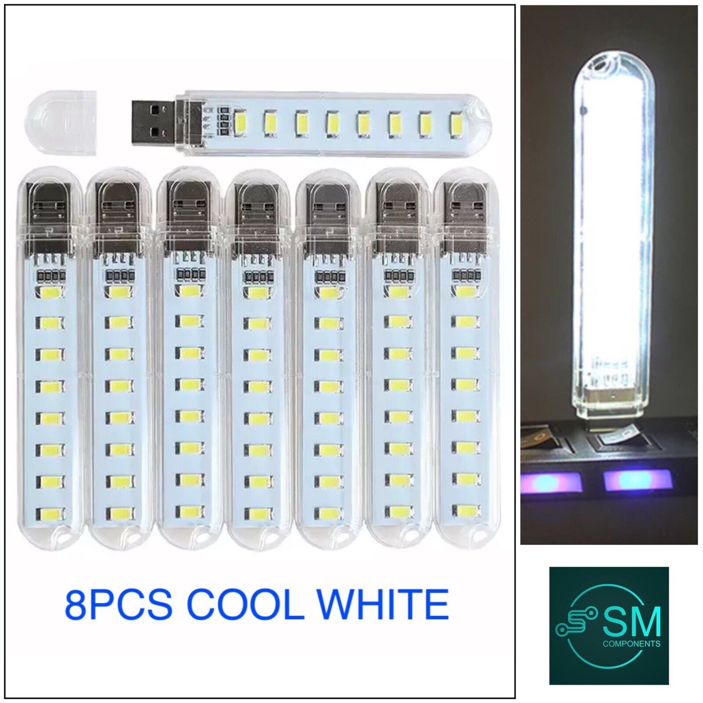 8 X USB emergency COOL WHITE LED Power Bank 8 Led LED Lamp Lighting Night Light