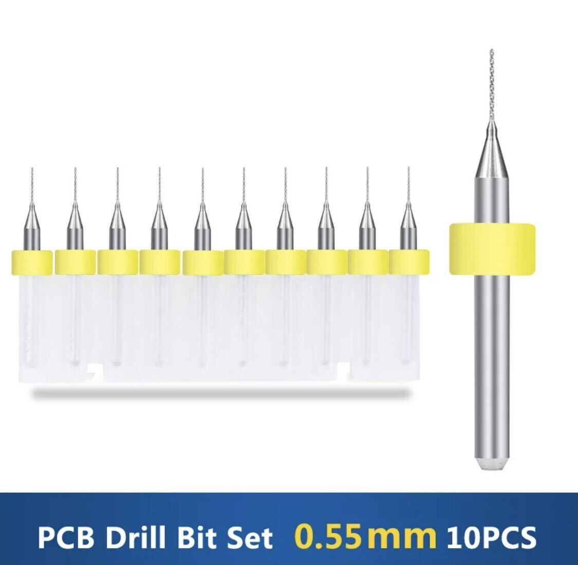 10Pcs 0.55mm PCB Print Circuit Board Carbide Mini Micro Drill Bit Set