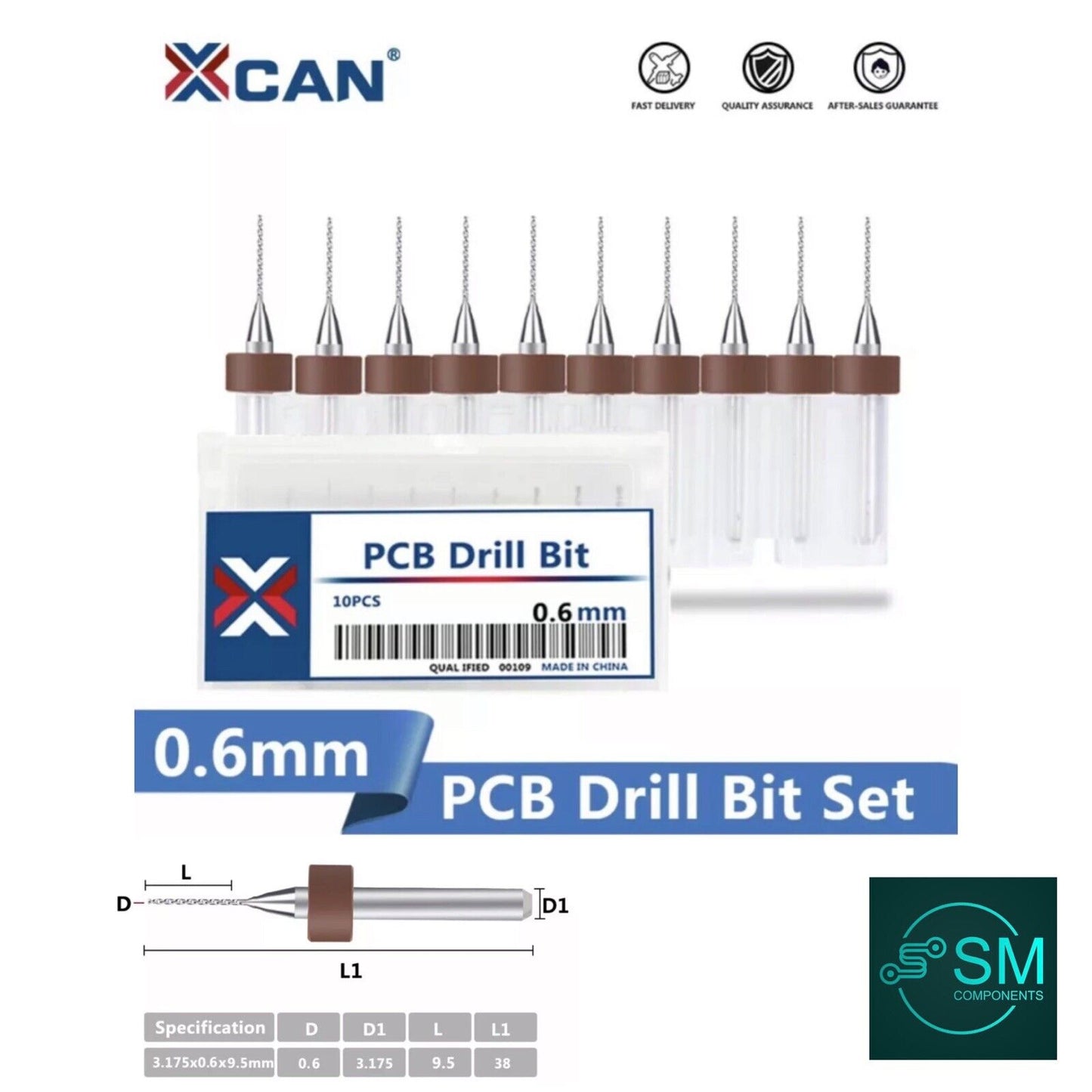 10Pcs 0.6mm PCB Print Circuit Board Carbide Mini Micro Drill Bit Set