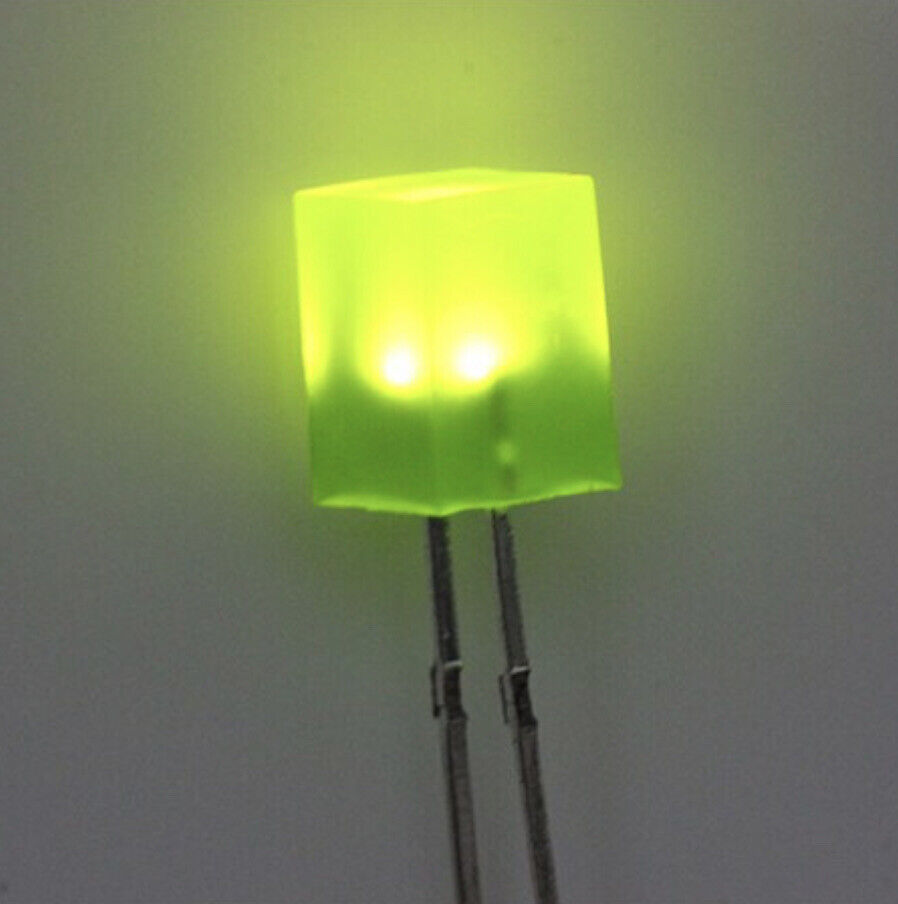 100pcs 5x5x7mm Diffused YELLOW-GREEN Resin Square Led Light Emitting Diode