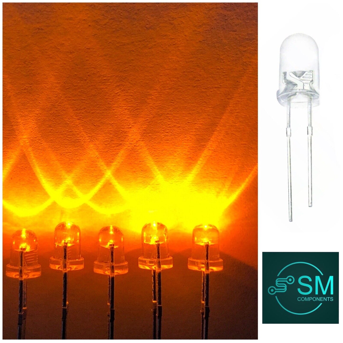 100pcs 5mm Flashing Blinking Yellow LED Light Emitting Diodes 1.5hz On Off