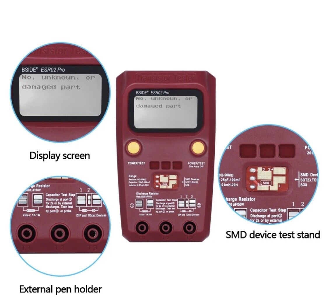 BSIDE ESR02 Pro Transistor Component Tester Multifunctional Digital Tester Diode