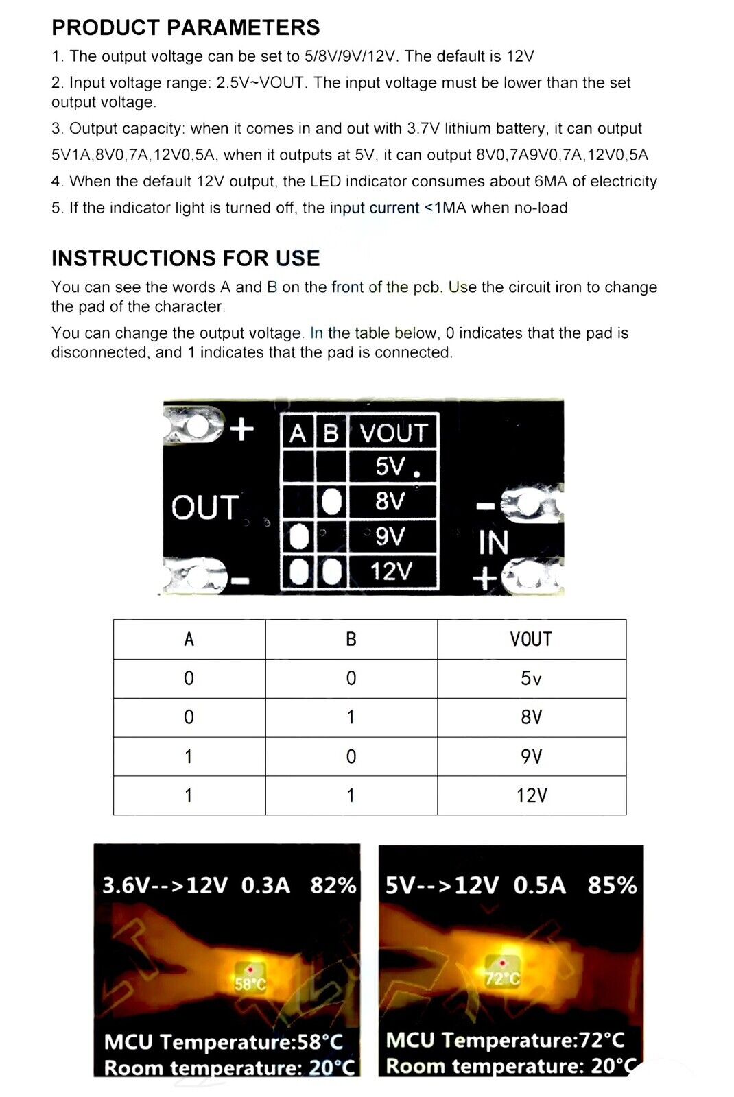 10pcs Mini Boost Module Step Up Board 2.5-5.5V to 5V/8V/9V/12V 1A LED indicator