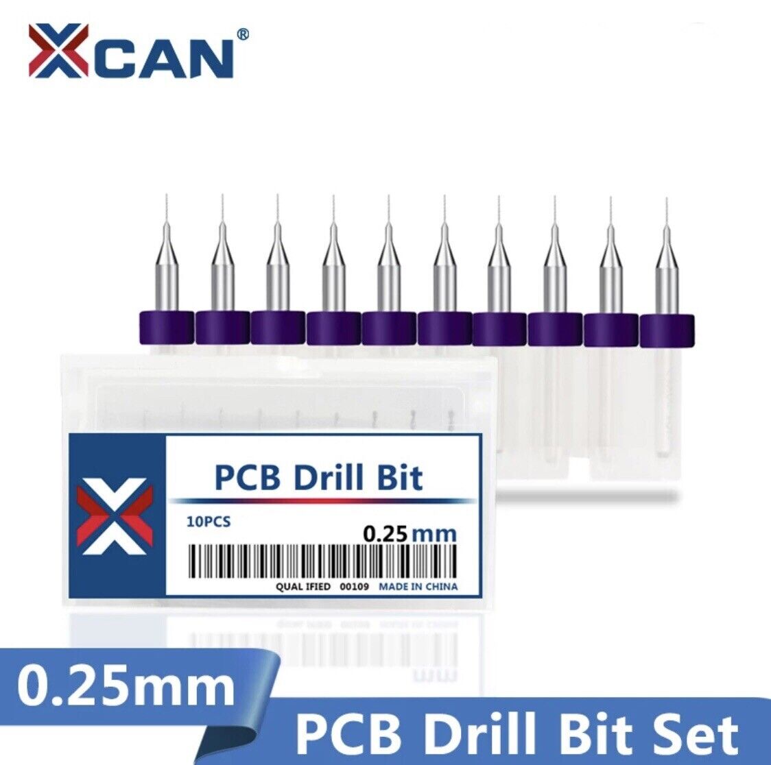 10Pcs 0.25mm PCB Print Circuit Board Tungsten Carbide Mini Micro Drill Bit Set