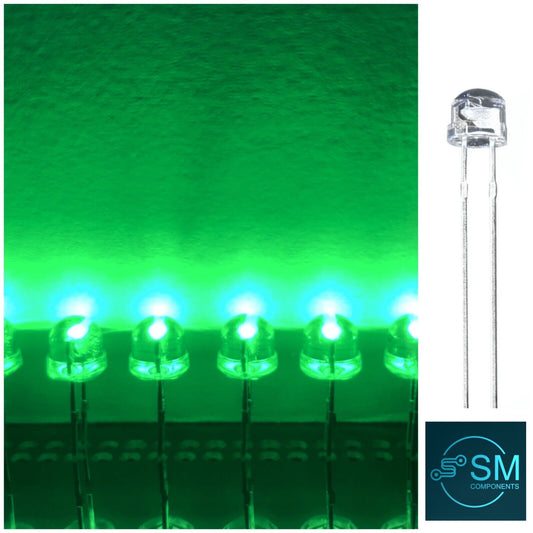 5mm Green Straw Hat LARGE CHIP Led Light Emitting Diode 100pcs Round Top LED