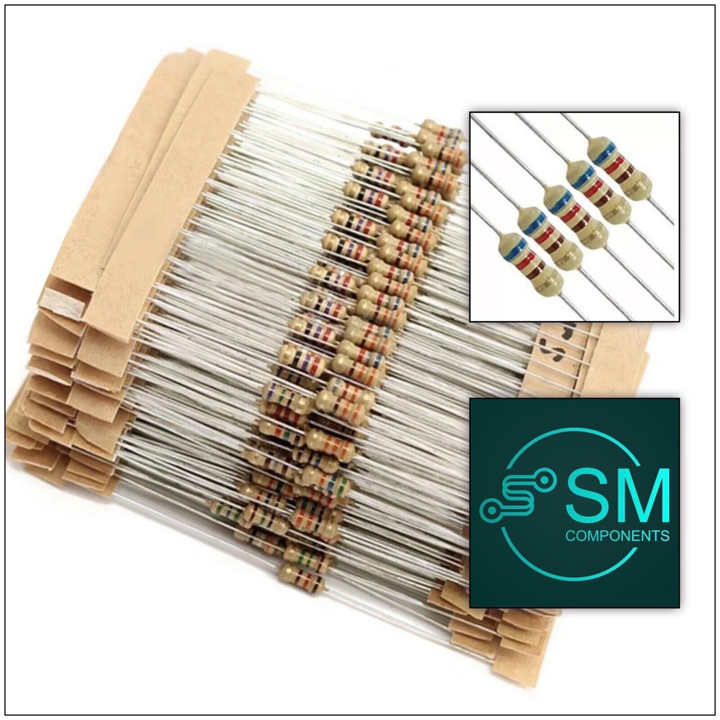 300PCS 30 Values 1/4 Watt Carbon Film Resistor Assortment Kit 5% Precision 10-1M