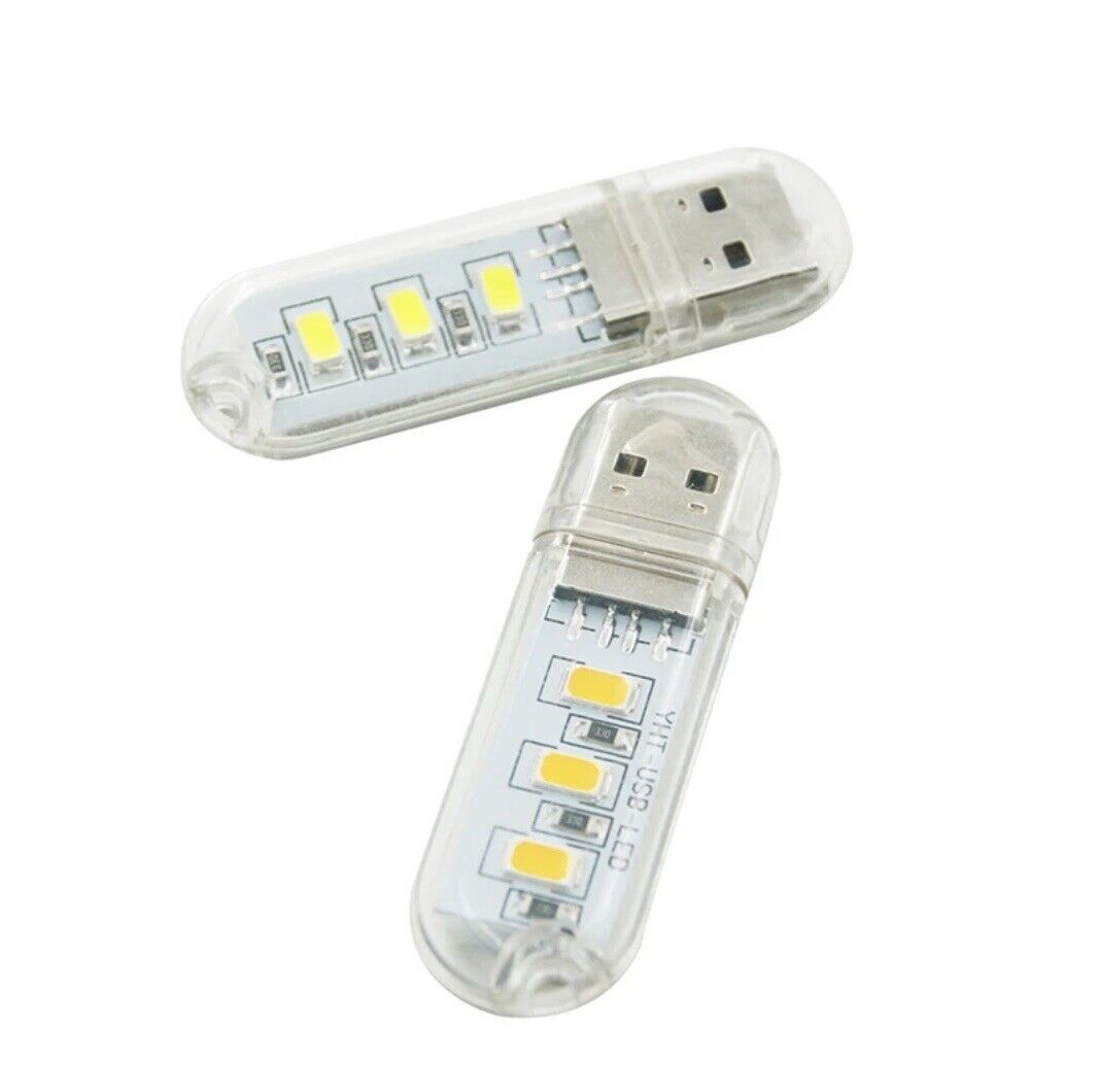 3PCS USB Stick LED Night desk Portable Reading Light 3 x LEDs ALL COLOURS