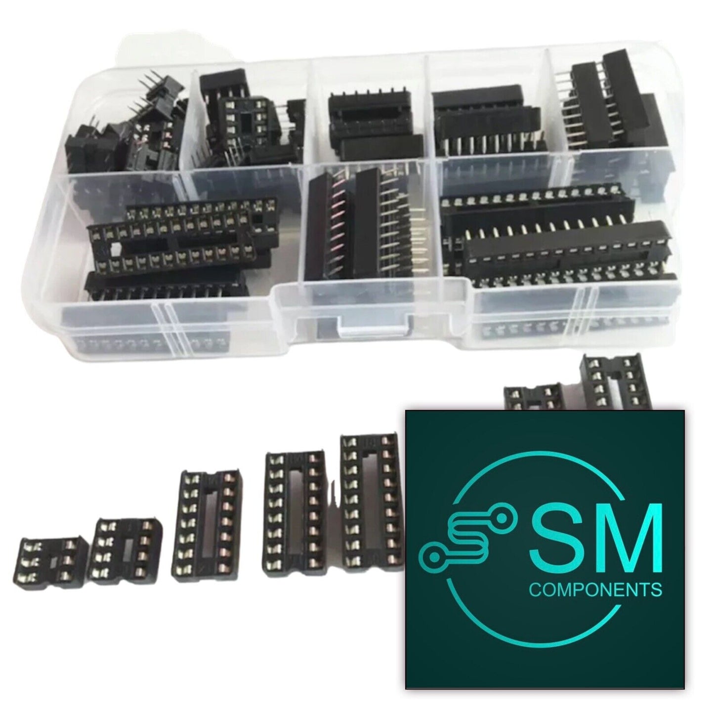 66PCS DIP IC Sockets Solder Type 6 Pin-28 Pin Socket Kit 8 Chip Socket Types