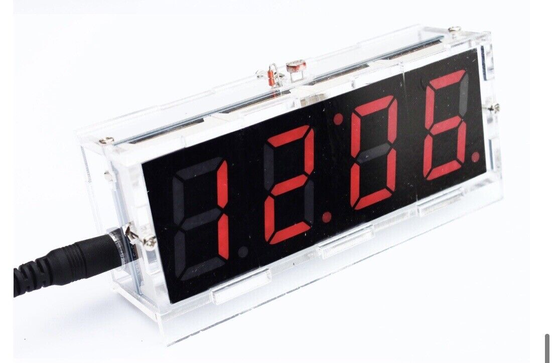 4-digit DIY Electronic Digital LED Clock Kit Alarm RED Auto Display Time Temp