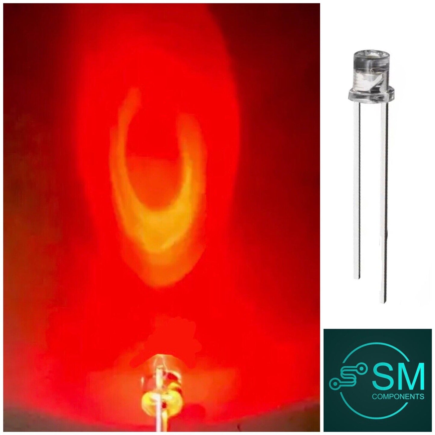 100PCS 3mm Red LED Light Emitting Diode Clear Flat Top LED, No Edge 625nm DIY