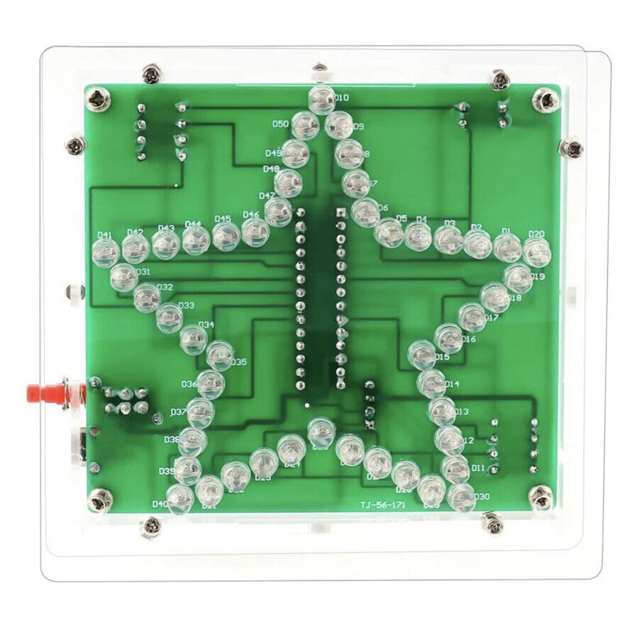 DIY RGB LED 5 Point Star Project Electronic Education Circuit Kit Green PCB Case