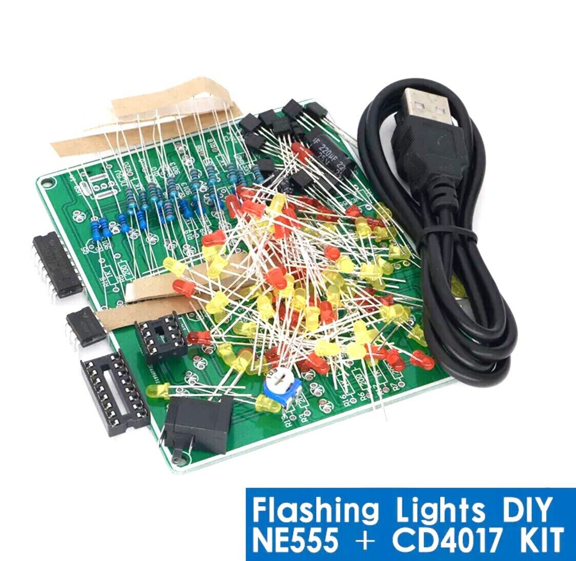 Fireworks red yellow Double Colour Flashing Lights DIY Kit Strobe NE555 + CD4017