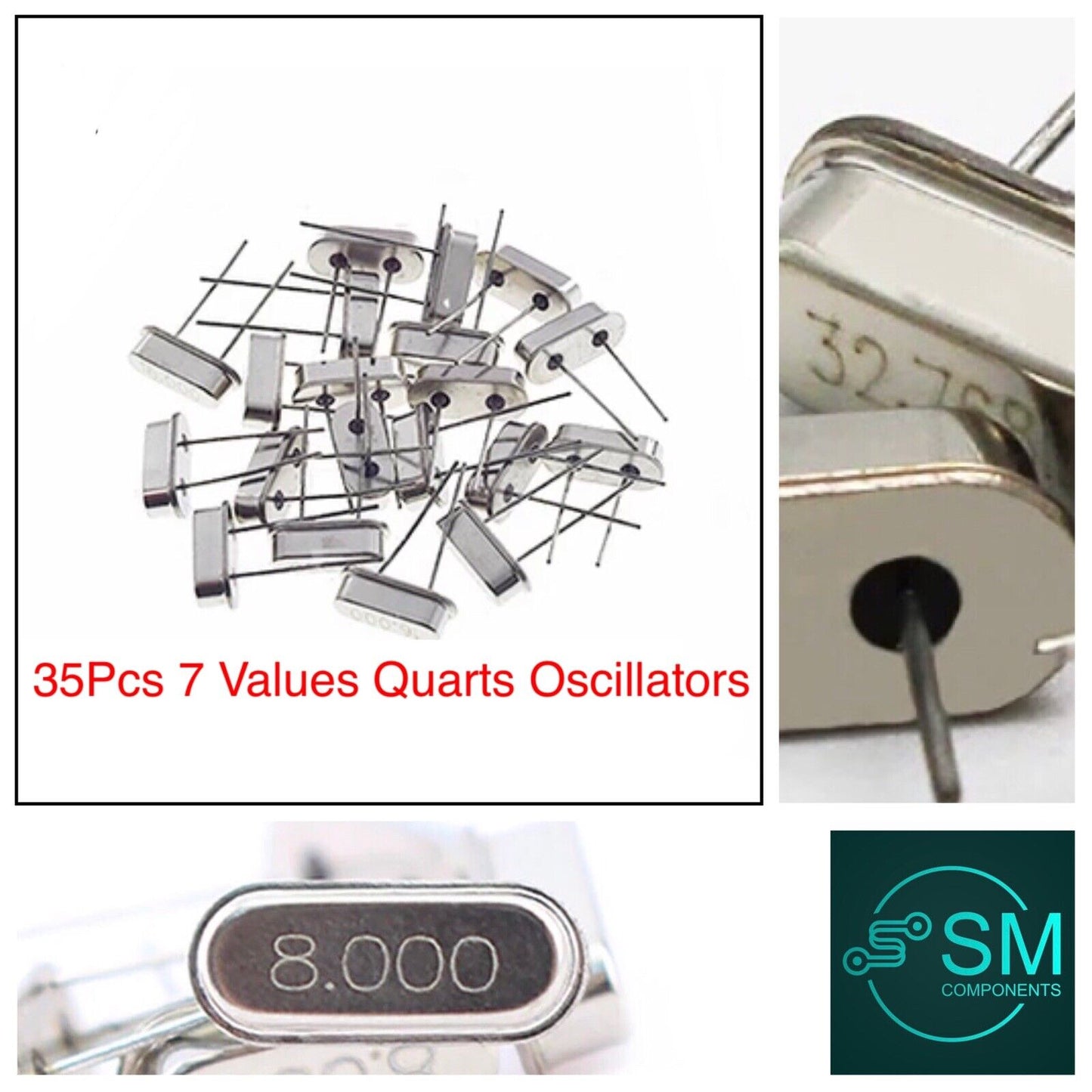 35pcs Crystal Oscillator Electronic Kit, HC-49S 7 Values 32.768KHz - 25MHz