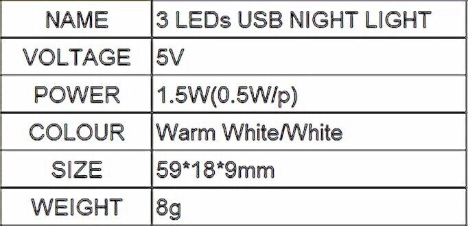 6 X USB emergency WARM WHITE LED Power Bank 3 Led LED Lamp Lighting Night Light