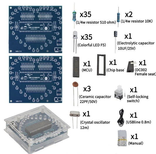 DIY RGB LED Heart Project Electronic Education Circuit Kit Inc Clear Case Cable