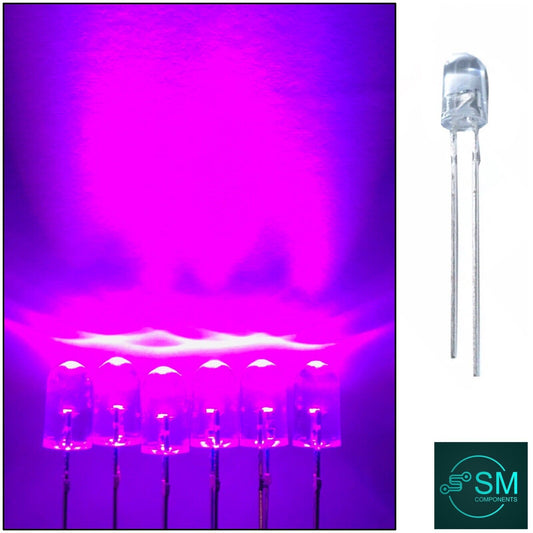 5mm Purple Led Light Emitting Diode 100pcs Clear Round Top (Purple Magenta)