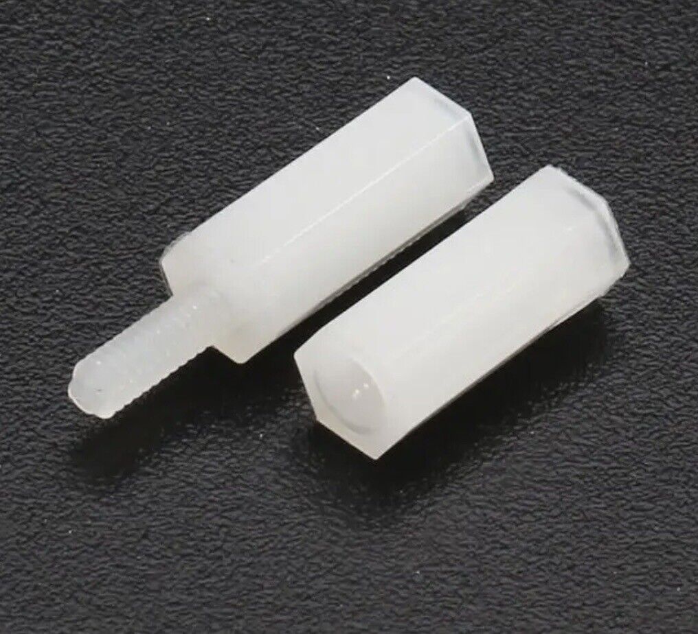 200pcs WHITE M3 Male Female Spacer Nylon Hex Screw Standoffs Nut Kit Inc Case