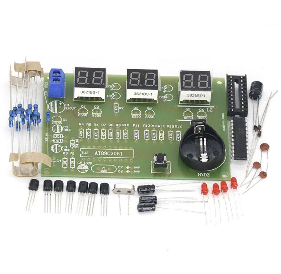 DIY Kit Electronic Digital Clock AT89C2051  Tube LED Display Beginners Training