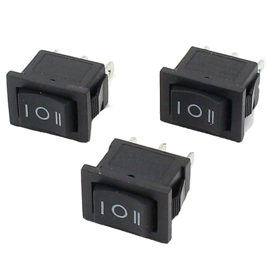 5 X Rocker Switch SPDP 10x15mm 3 PIN 3 Position KCD11 12V 125V~6A 250V~3A BLACK