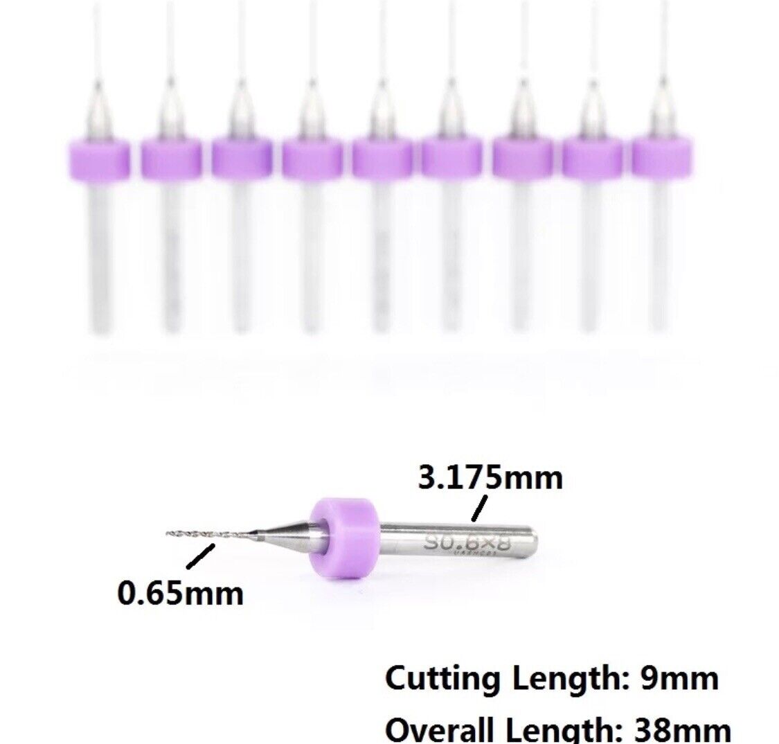 10Pcs 0.65mm PCB Print Circuit Board Tungsten Carbide Mini Micro Drill Bit Set