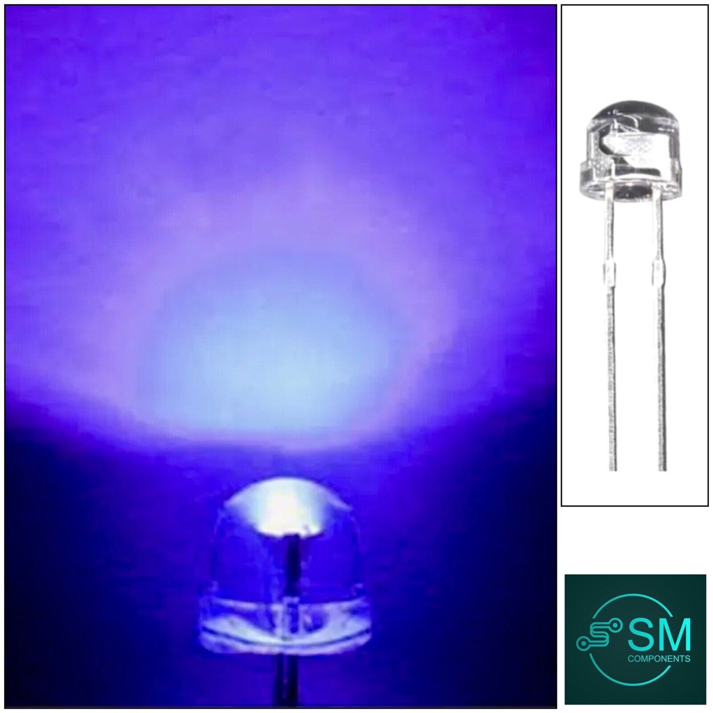 5mm UV Ultraviolet Led Light Emitting Diode Straw Hat 100pcs LED Clear Top